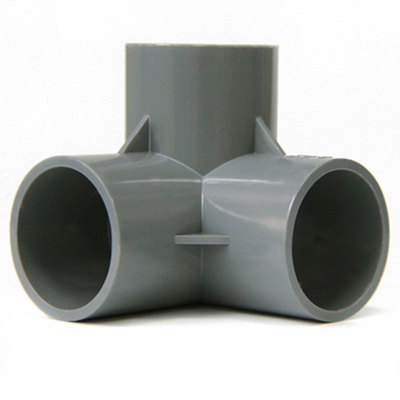Joint en plastique à angle droit à quatre voies tridimensionnel de garnitures de tuyau de drainage de PVC