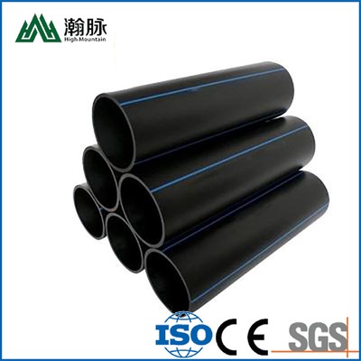 Taille personnalisée tuyaux d'alimentation en eau HDPE épaisseur 2,3 mm-117,6 mm bleu ou noir avec bande bleue